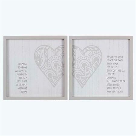 YOUNGS Wood Framed Love Wall Signs with Heart Design, Assorted Color - 2 Piece 21694